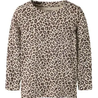 NAME IT MINI rechtvallende longsleeve met panterprint beige Beige/zwart