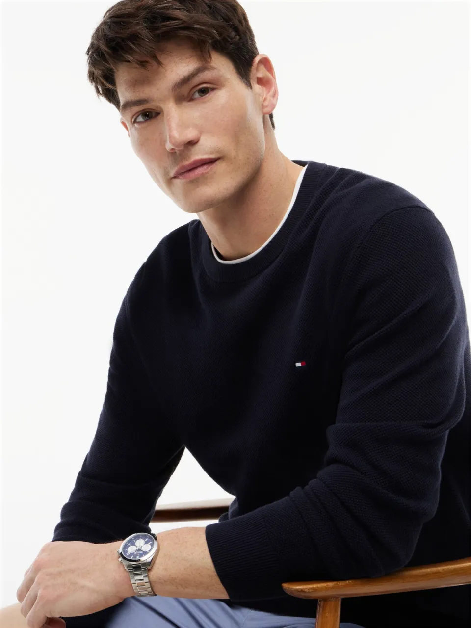 Tommy Hilfiger katoenen regular fit gebreide trui - donkerblauw, foto 6
