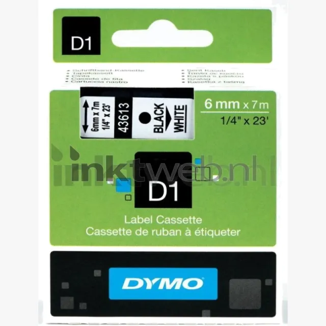 Dymo Labeltape dymo labelmanager d1 polyester 6mm zwart Op wit