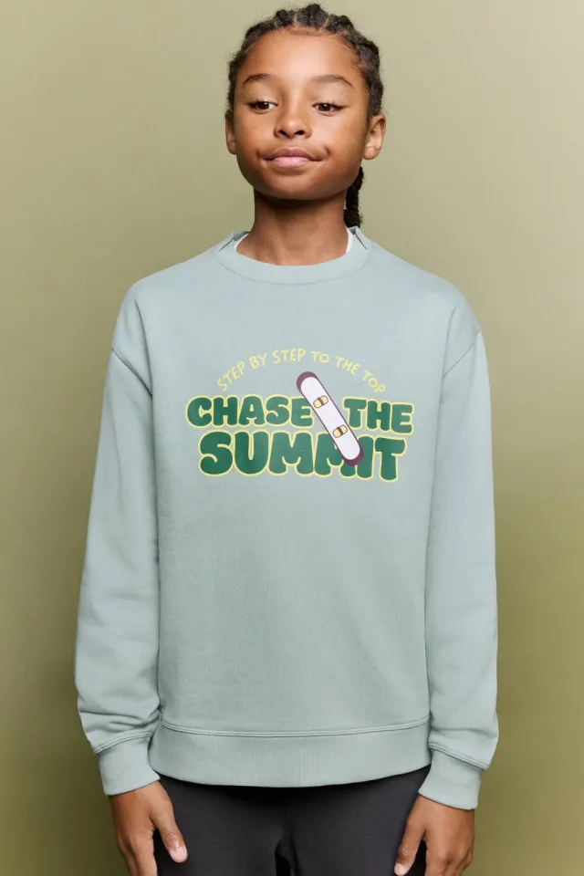 Mango Kids sweater met print - turquoise