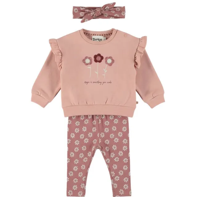 Dirkje set met ruches en print - roze (set van 3), foto 2