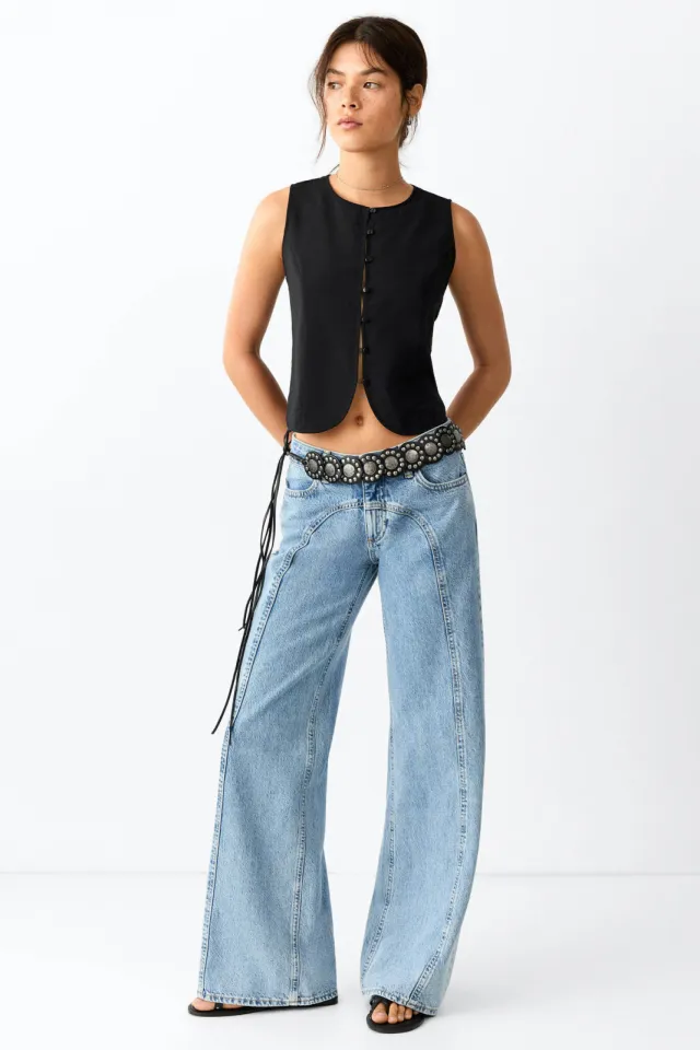 Mango TEEN low waist wide leg jeans - lichtblauw Light blue denim