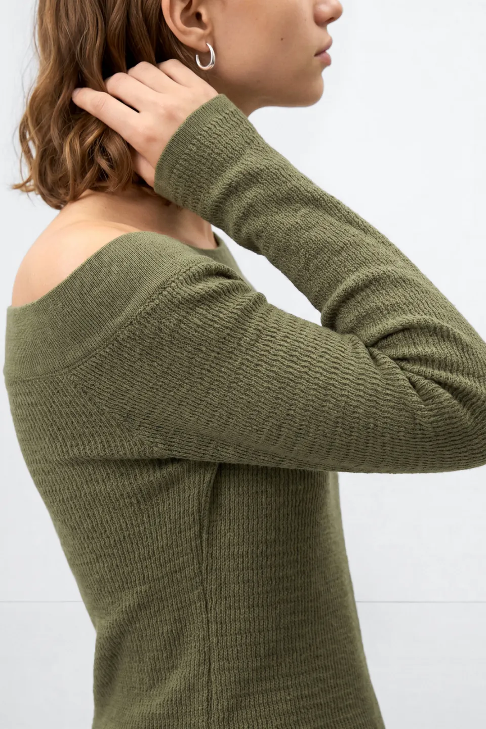 Mango Teen one shoulder gebreide top olijfgroen, foto 5