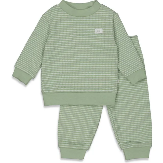 Feetje wafel pyjama groen melange wit, foto 2