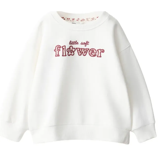 Mango Kids rechtvallende sweater met tekst - naturel wit/rood