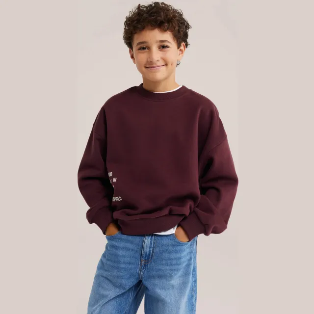 WE Fashion sweater met tekst - donkerrood