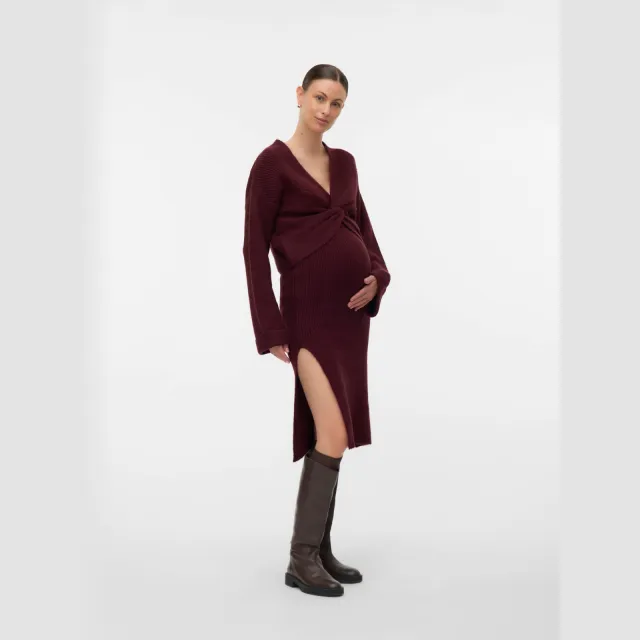 Mamalicious MLSVALA midi rok burgundy