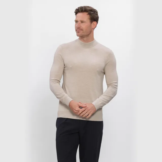 Profuomo Heren Truien & Vesten Pullover Mock Neck Extrafine Merino - Beige