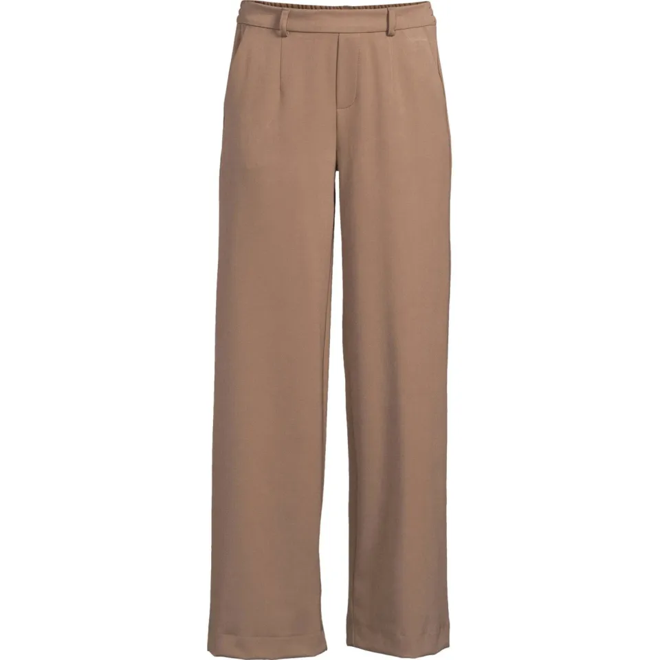 Object wide leg pantalon OBJLISA van polyester taupe, foto 2