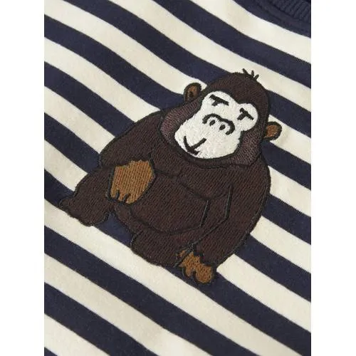 NAME IT MINI gestreepte sweater met borduursels - donkerblauw/wit, foto 4