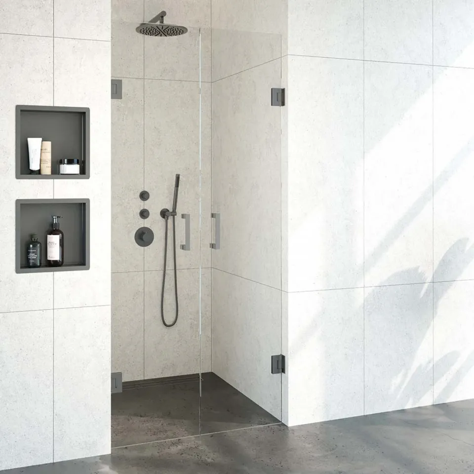 Sanitop BRAUER Void pendeldeuren helder glas 90x200 incl. glascoating PVD gunmetal geborsteld, foto 2