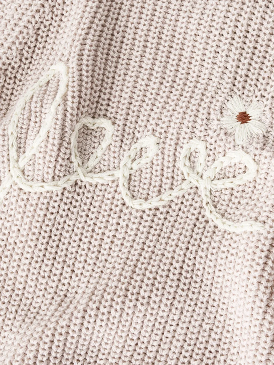 Lil' Atelier MINI katoenen regular fit gebreide trui met print en borduursels - oudroze, foto 5