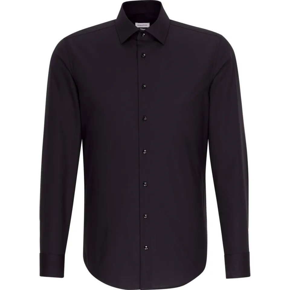 Seidensticker slim fit casual overhemd - zwart, foto 2