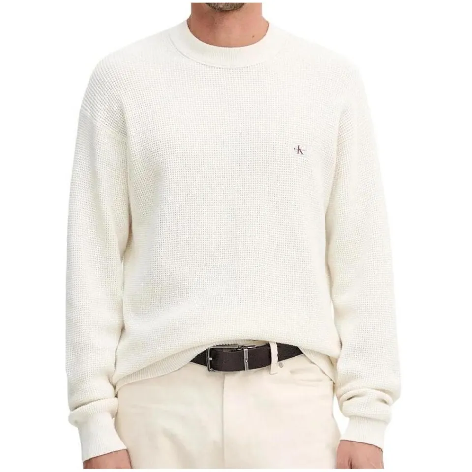 Calvin Klein Gebreide pullover met labelpatch ecru