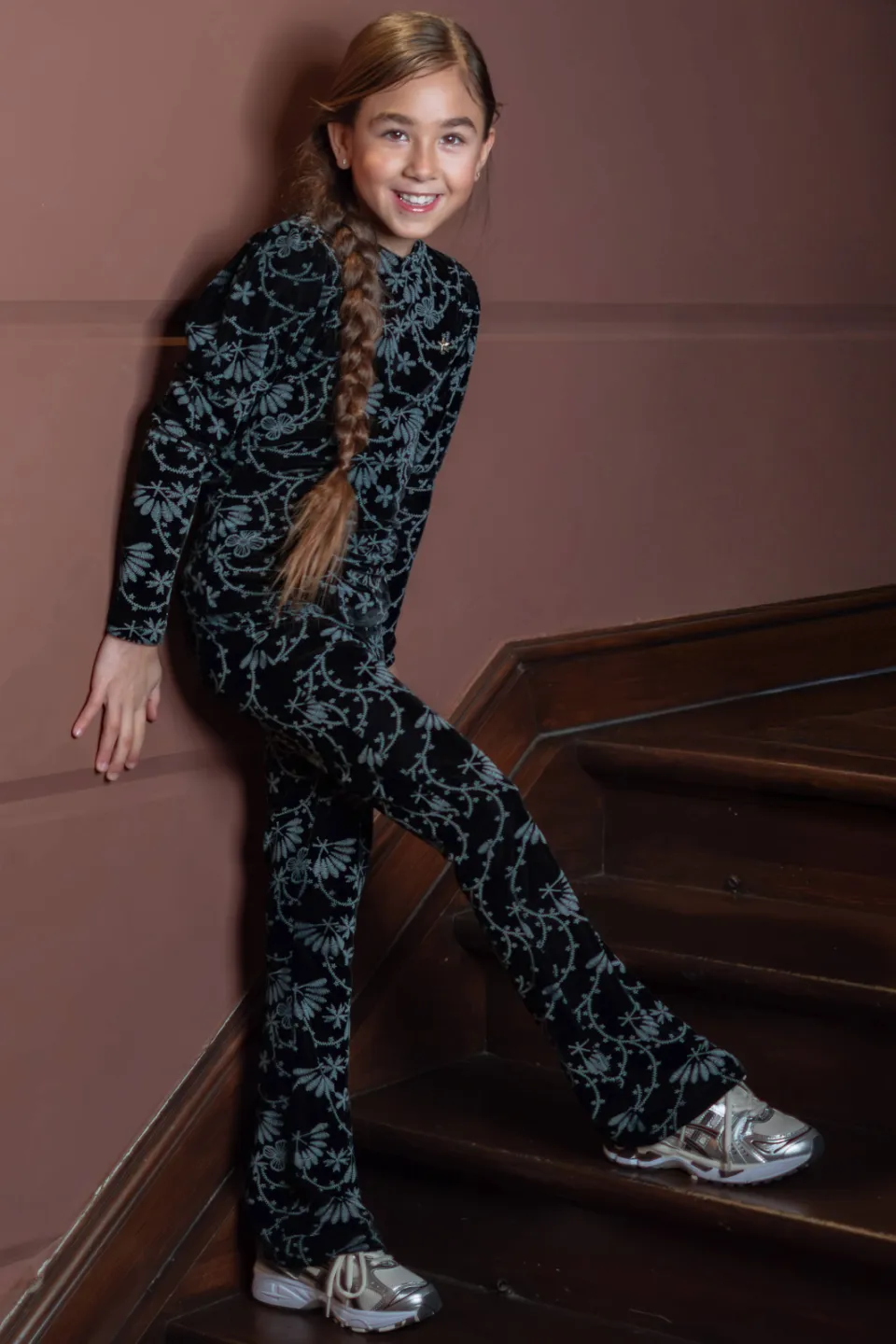 Like Flo fluwelen flared broek antraciet