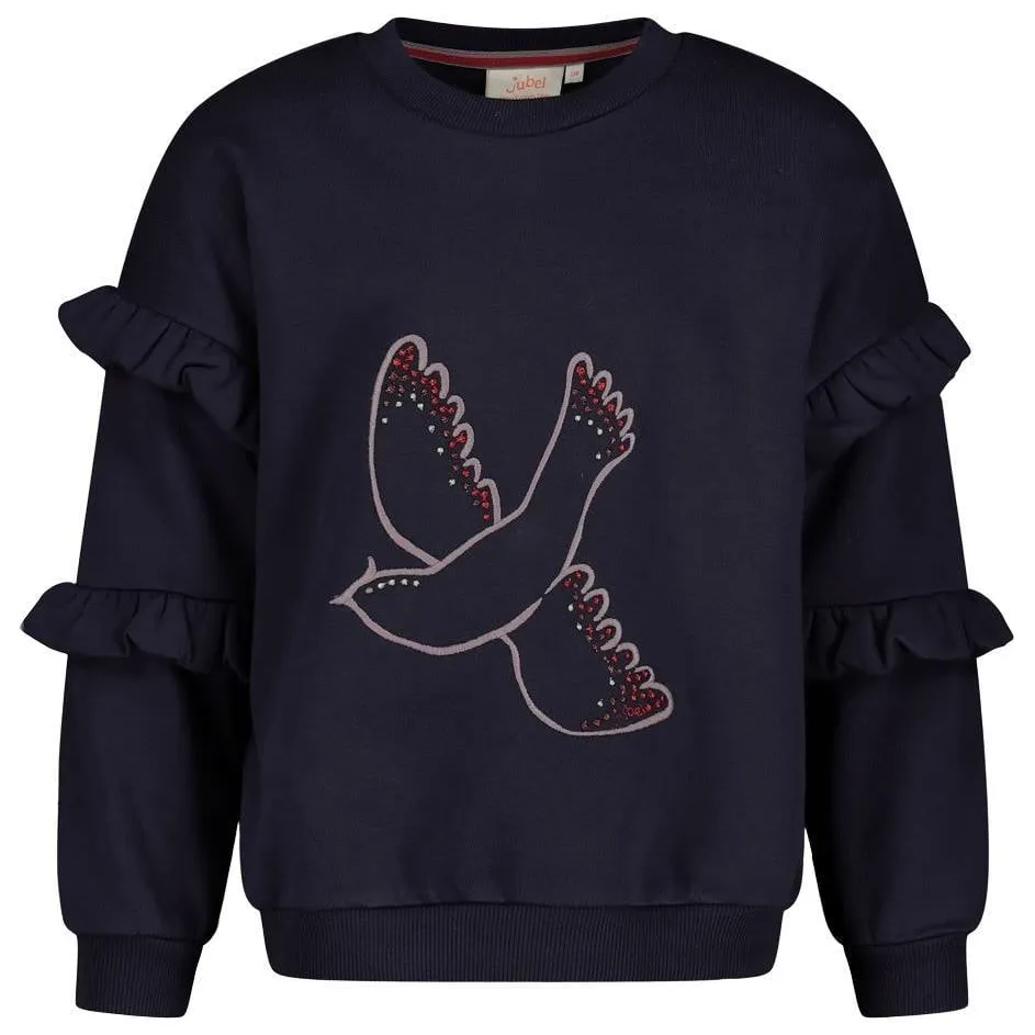 Jubel sweater met ruches en print - donkerblauw, foto 2