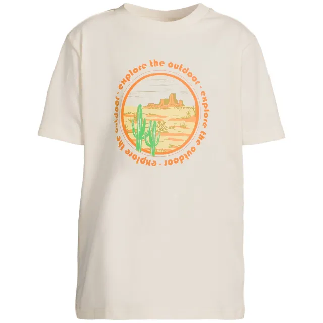 Orange Stars T-shirt ecru met print