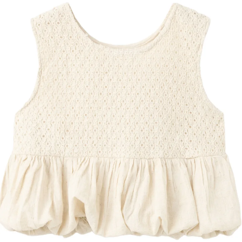 Mango Kids cropped gehaakte top lichtbeige, foto 2