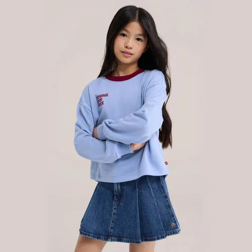 WE Fashion sweater met tekst - lichtblauw/donkerrood, foto 3