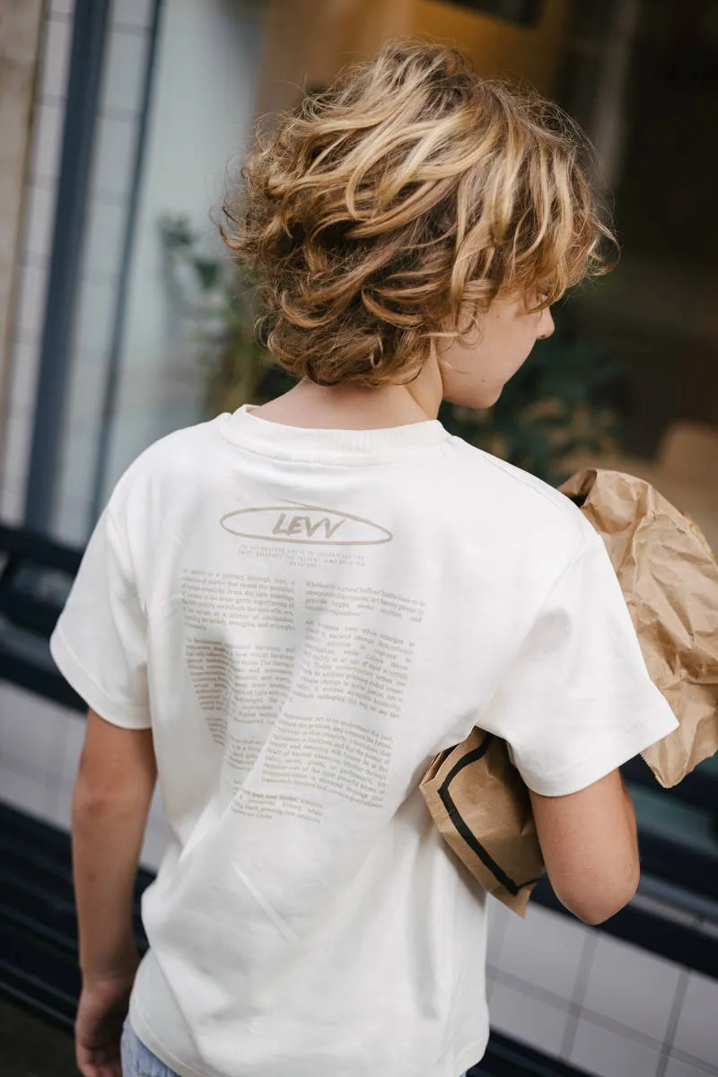 LEVV T-shirt met backprint ecru Offwhite