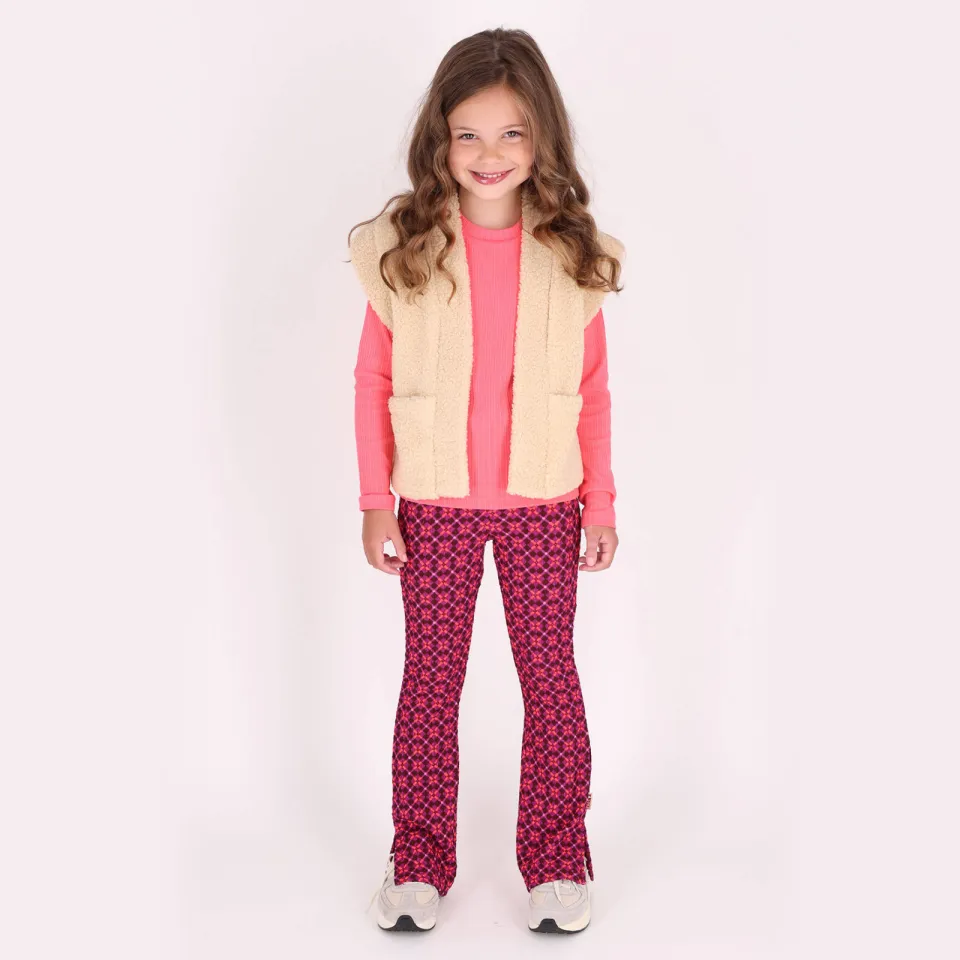 B.Nosy Pepper flared broek met print donkerroze donkerroze/paars, foto 3
