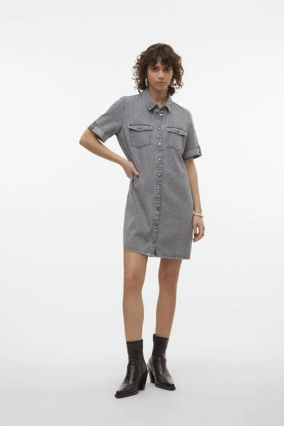 Vero Moda VMJENNIE spijkerjurk medium grey denim, foto 5
