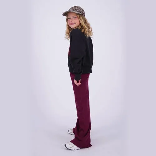 Vingino wide leg casual broek donkerrood, foto 3