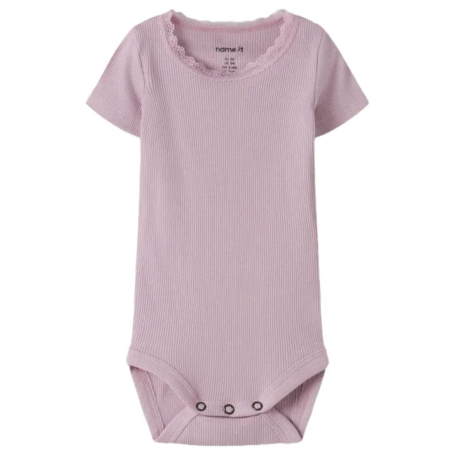 NAME IT BABY romper roze rib gebreid
