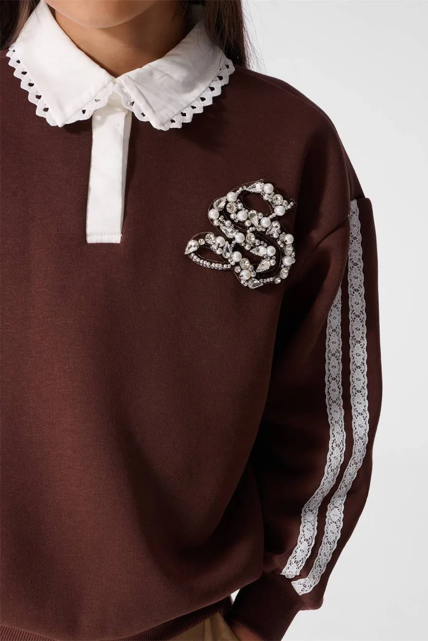 Shoeby sweater - bruin/wit, foto 7