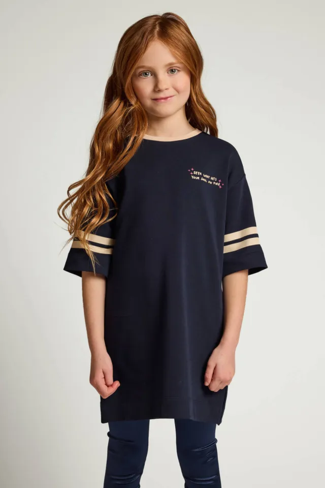 LOOXS sweatjurk met backprint donkerblauw