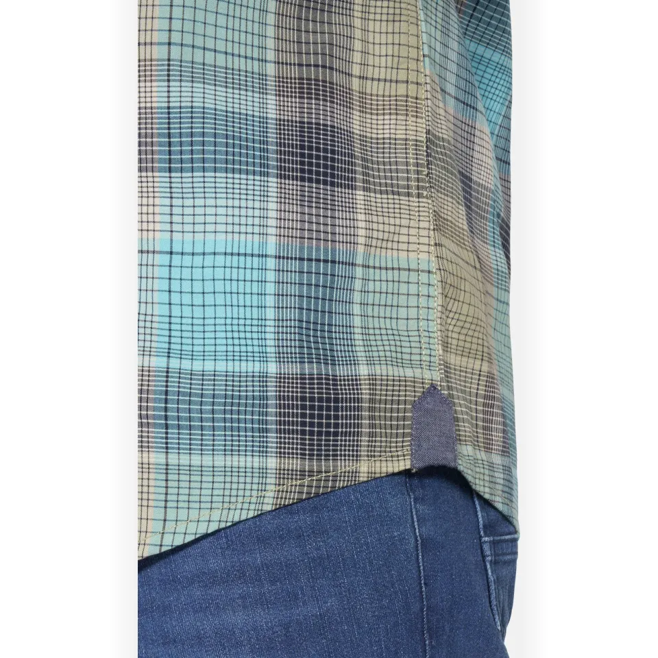 Jan Vanderstorm +FIT Collectie regular geruit casual overhemd Plus turquoise, foto 6