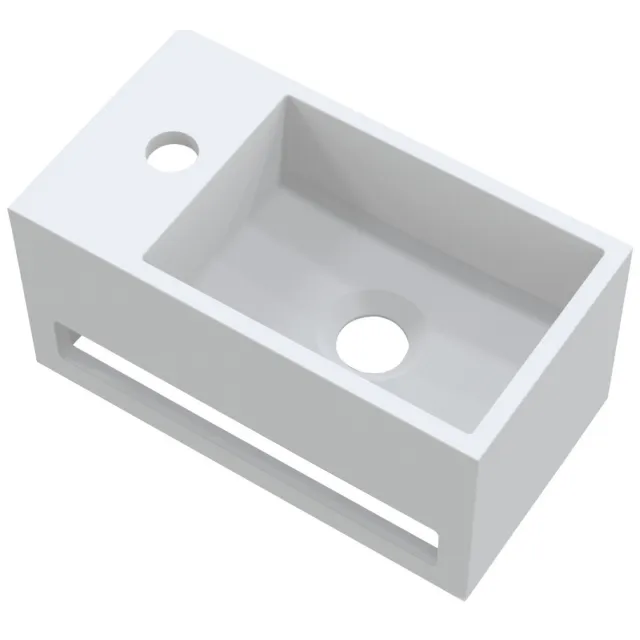 Best Design Fontein met Handdoekhouder Best Design Mona Solid Surface 33x18x16 cm (kraangat links) Mat Wit