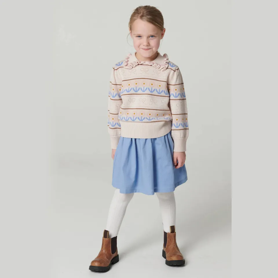 Copenhagen Colors gebreide trui met print en wol - beige/blauw/bruin, foto 4
