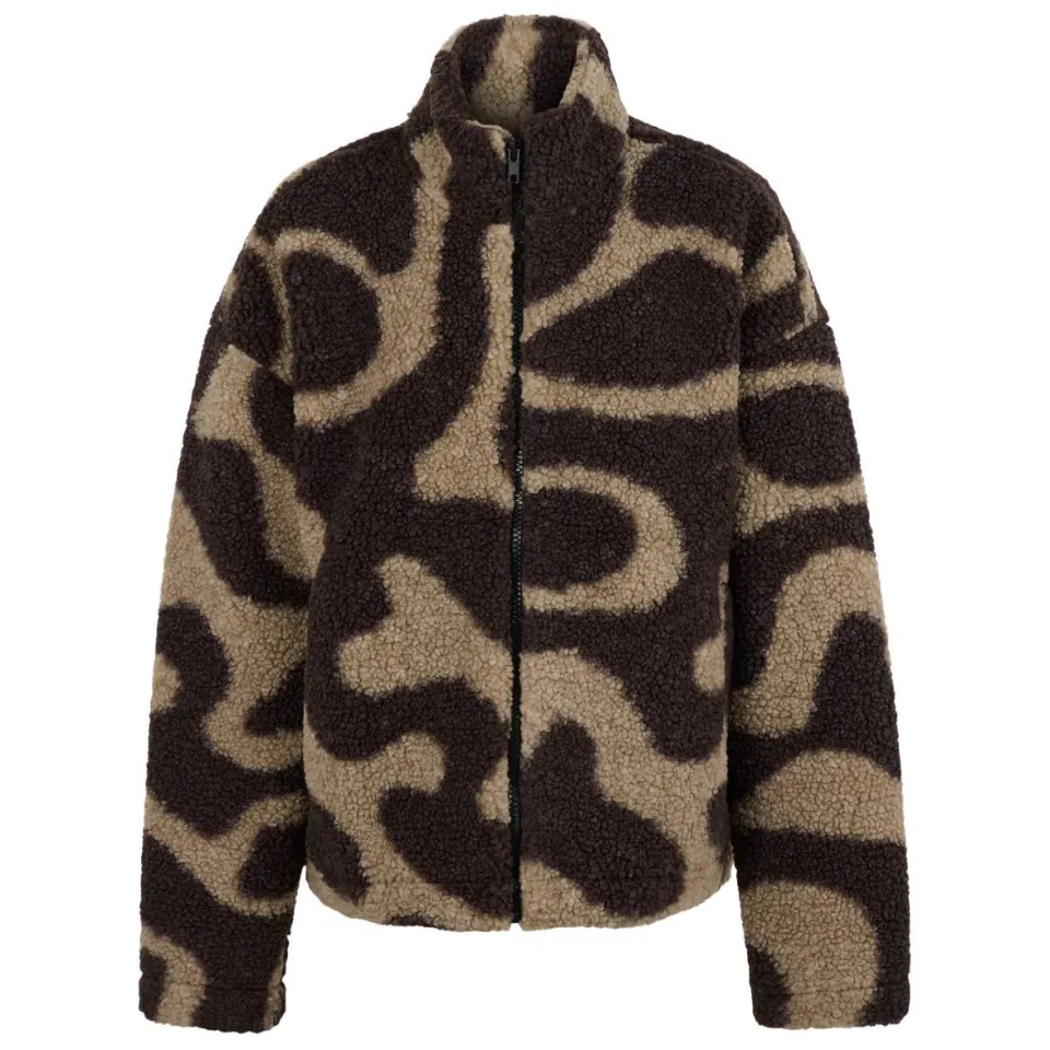 Shoeby teddy jas met print donkerbruin, foto 2