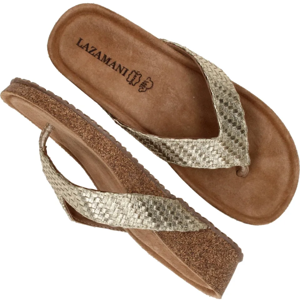 Lazamani Leia Tjoe Wedge slipper goud, foto 7