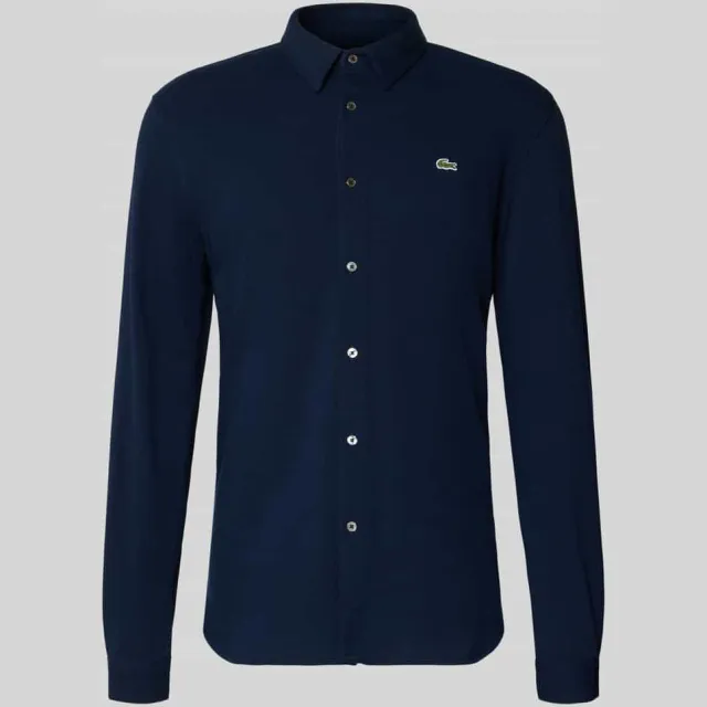 Lacoste slim fit vrijetijdsoverhemd van puur katoen donkerblauw, foto 2