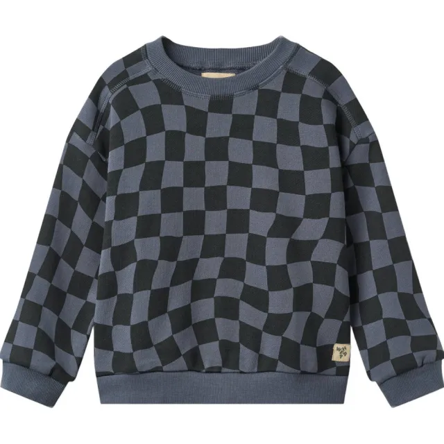Wheat rechtvallende geruite sweater - antraciet/zwart, foto 2