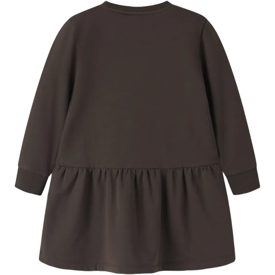 NAME IT MINI sweatjurk met ruches donkerbruin, foto 2