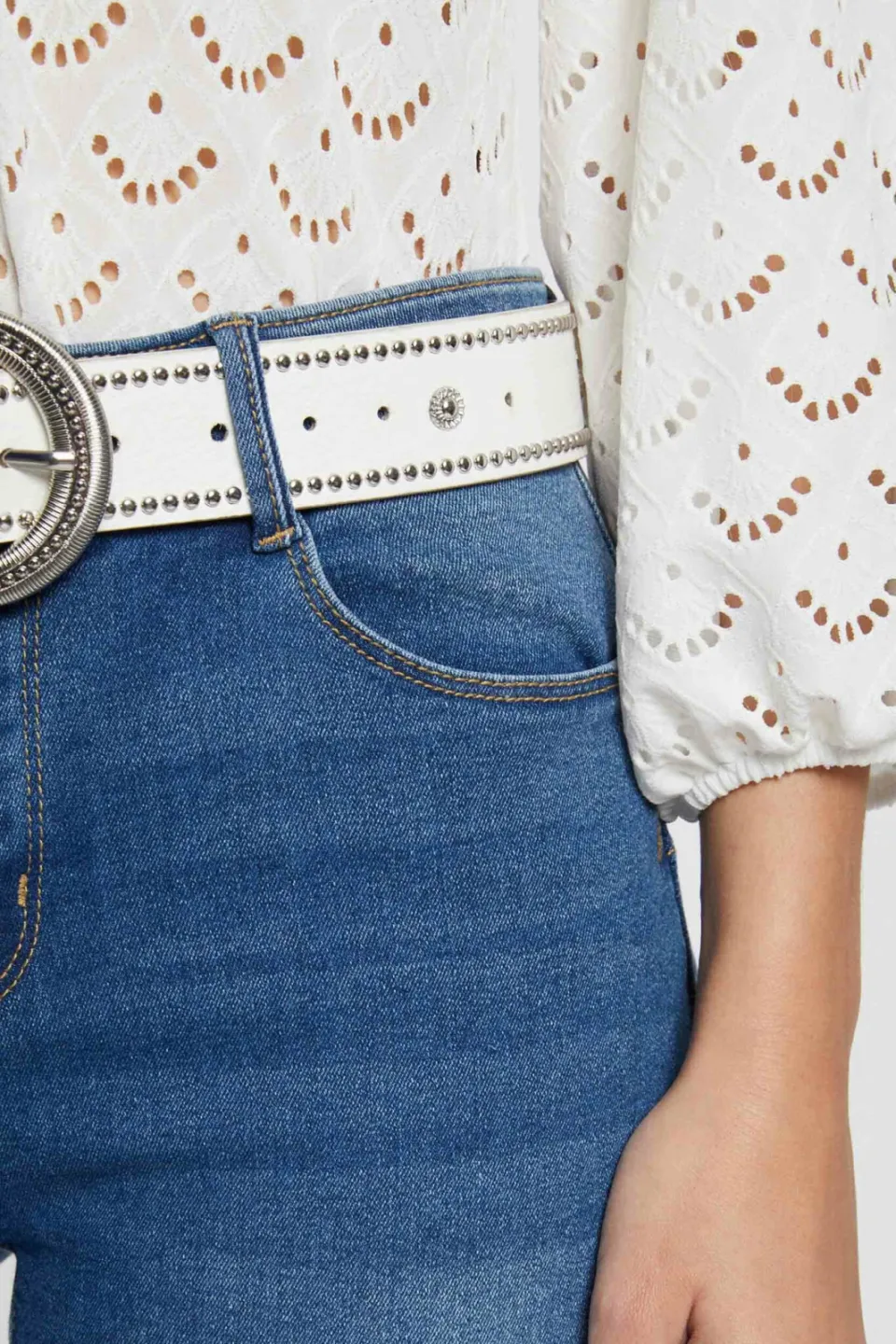Morgan skinny jeans medium blue denim, foto 6