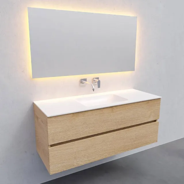 Boss & Wessing Badkamermeubel Solid Surface AQS Oslo 120x46 cm Midden Wood Washed Oak Boss & Wessing Houtlook