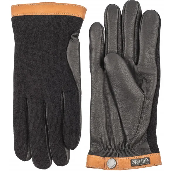 Hestra Deerskin Wool Tricot handschoenen zwart