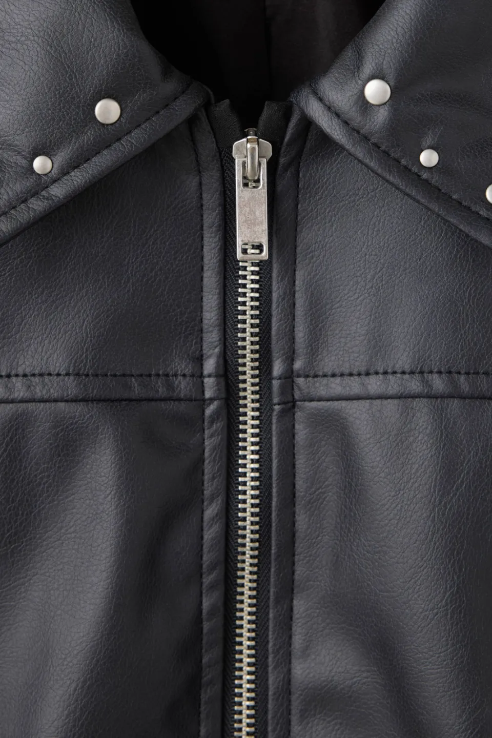 Mango Kids imitatieleren jas met studs zwart, foto 5