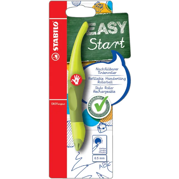 Stabilo Rollerpen stabilo easyoriginal rechtshandig Limoen/groen blister blauw