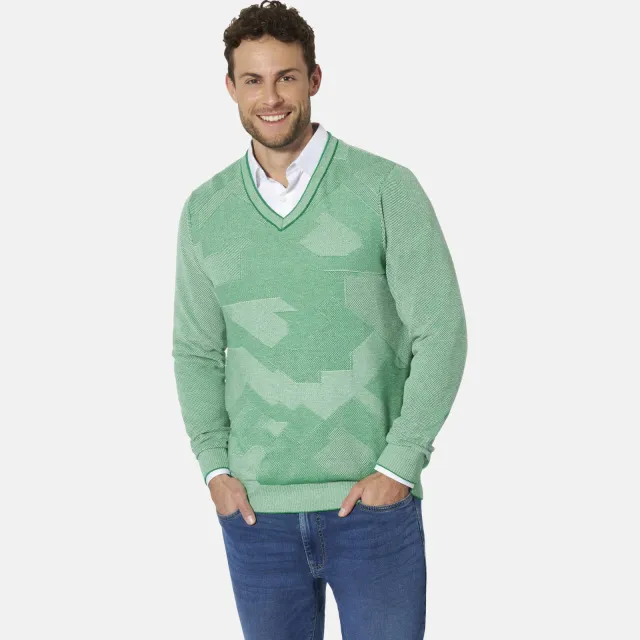 Babista DANDORO katoenen regular fit gebreide trui Plus Size - groen