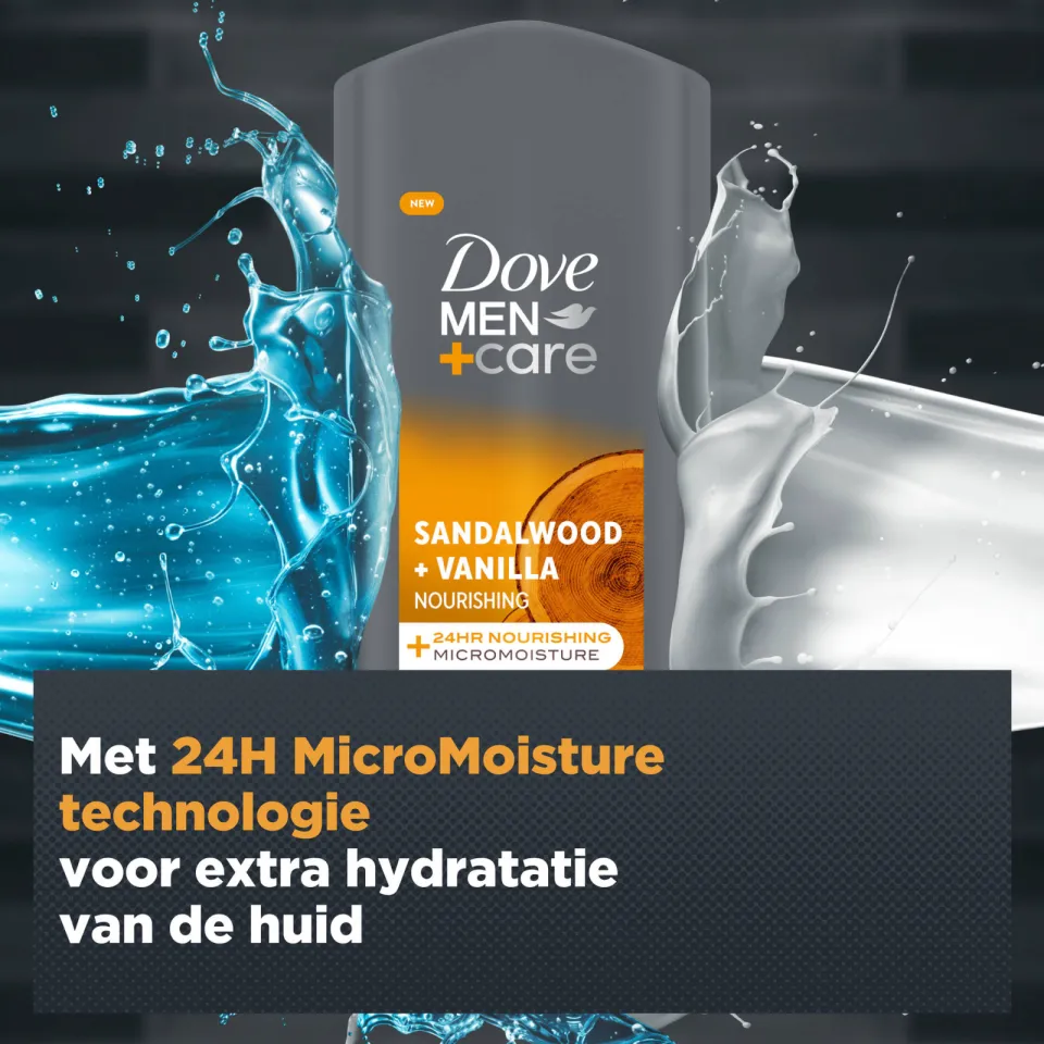 Dove Men+Care Sandalwood + Vanilla 3-in-1 douchegel, foto 6