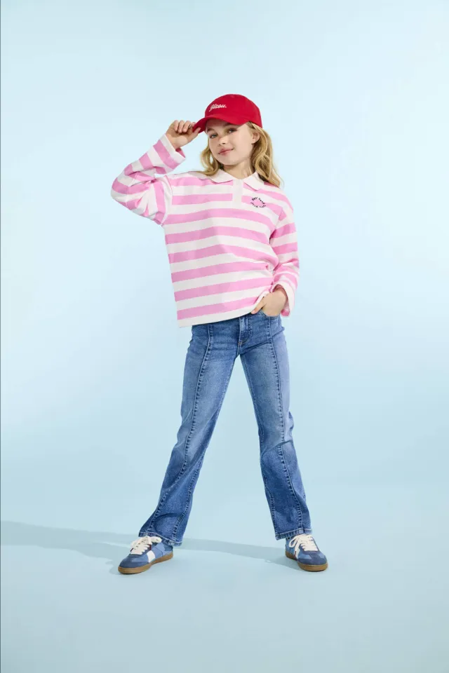 Only KIDS ONLY GIRL gestreepte polo roze Roze/wit