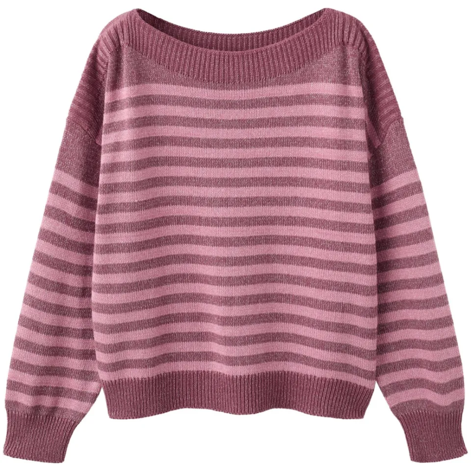 Mango TEEN gebreide gestreepte trui met glitters - roze, foto 2