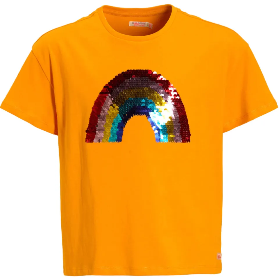 Orange Stars T-shirt met pailletten oranje