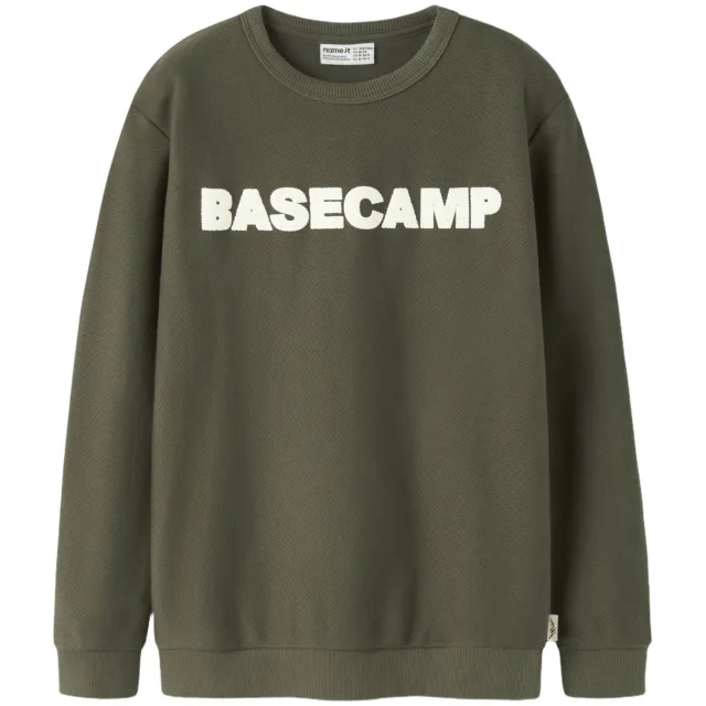 NAME IT KIDS sweater met tekstprint - olijfgroen, foto 2