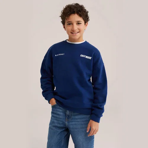 WE Fashion Blue Ridge sweater met backprint - donkerblauw, foto 3